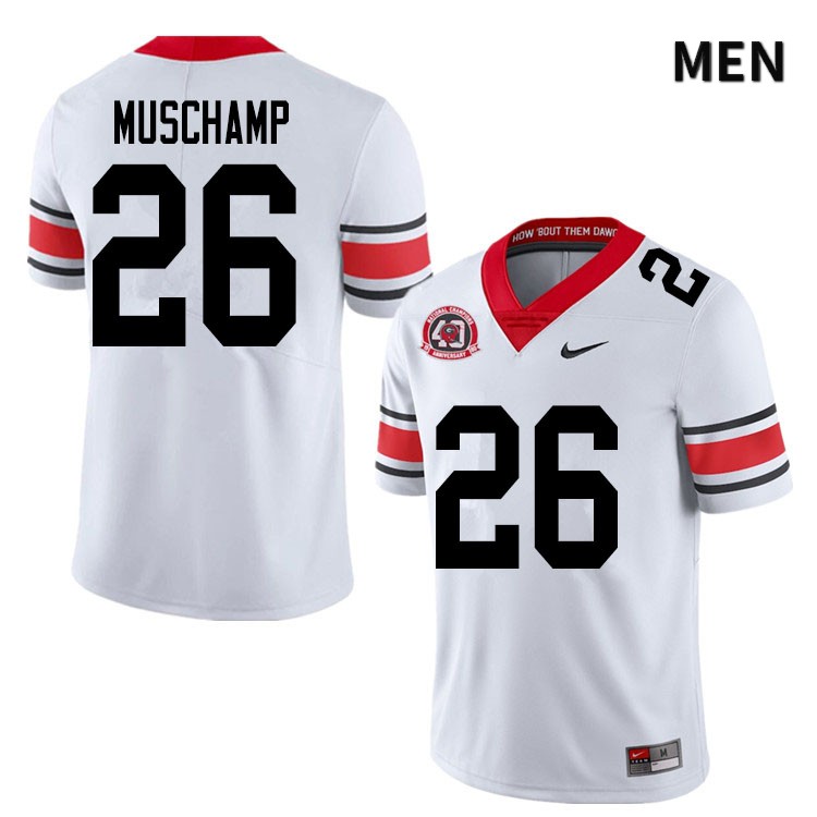 Georgia Bulldogs Men's Jackson Muschamp #26 White 2020 1980 National Champions 40th Anniversary Stitched College UGA Football Jersey 23QP012FT